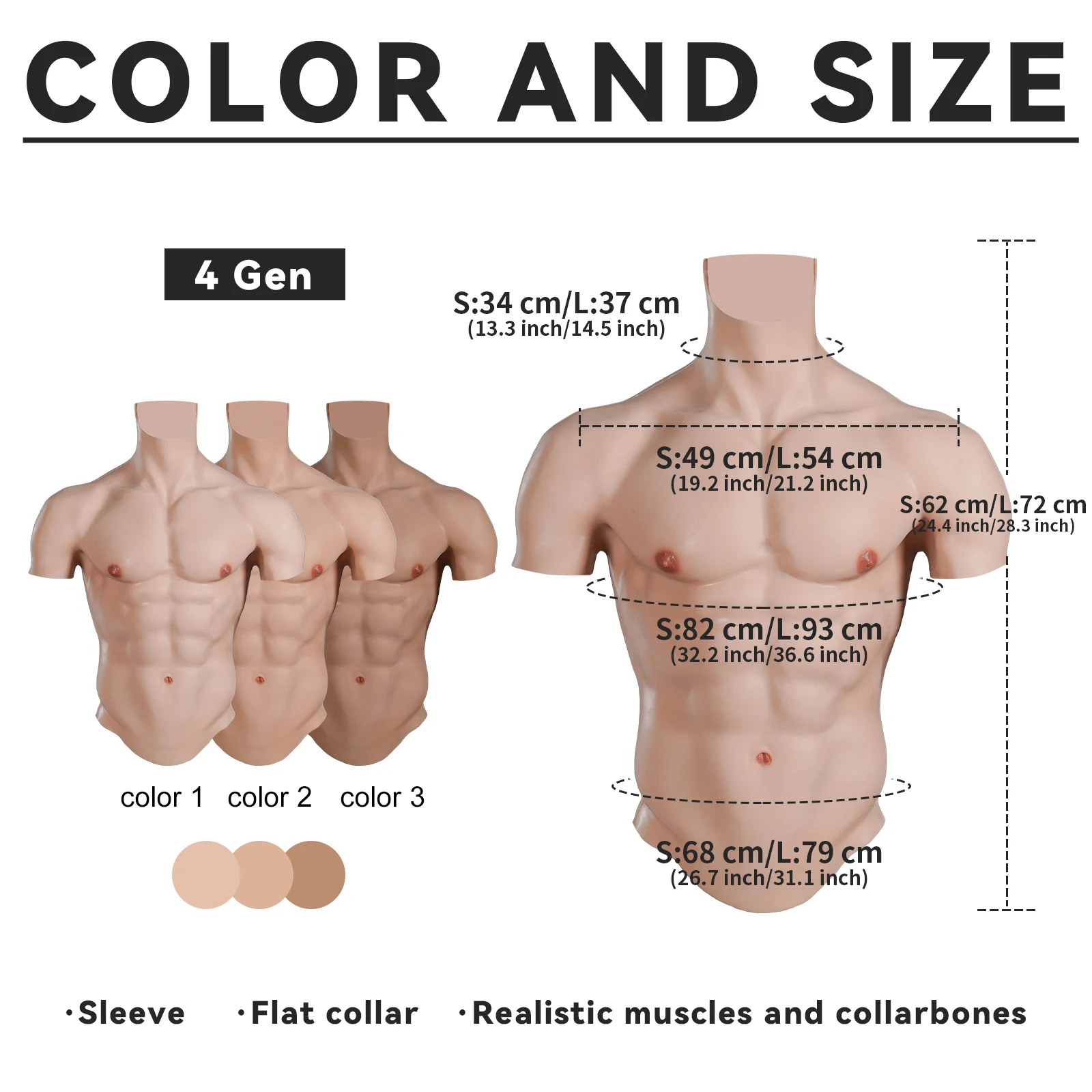 CYOMI Muscoli in silicone realistici fatti a mano Costumi Cosplay Petto finto per uomo Abs finto Copri la pancia per crossdresser