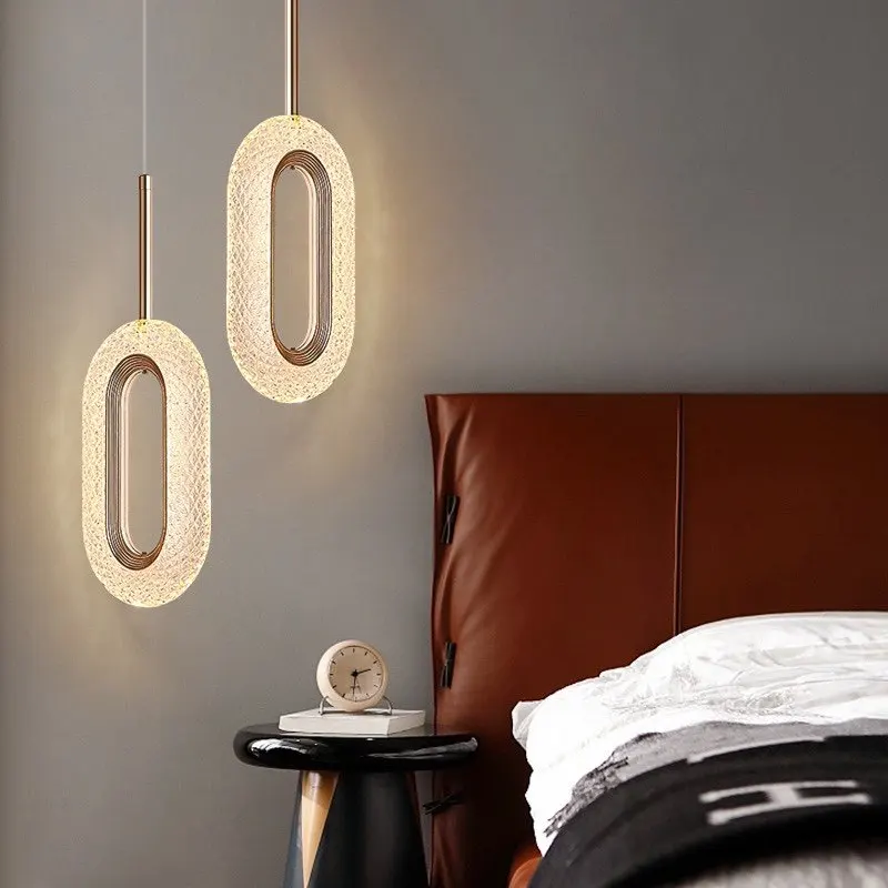 Light luxury bedside chandelier master bedroom modern minimalist Internet celebrity Nordic fashion background