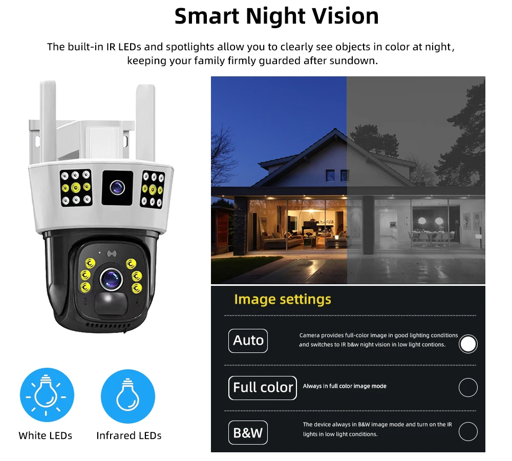 Solar CCTV Camera 12MP Full HD 50M IR Night Vision PIR Sensor 8000mAh Rechargeable
