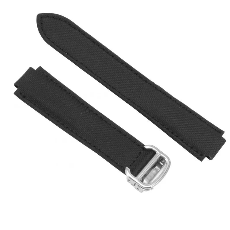 Bracelet de montre en nylon pour Cartier, bracelet de montre noir avec bracelet pliant, ballon bleu, WSBB0015, 16x8mm, 18x11mm, 20x12mm
