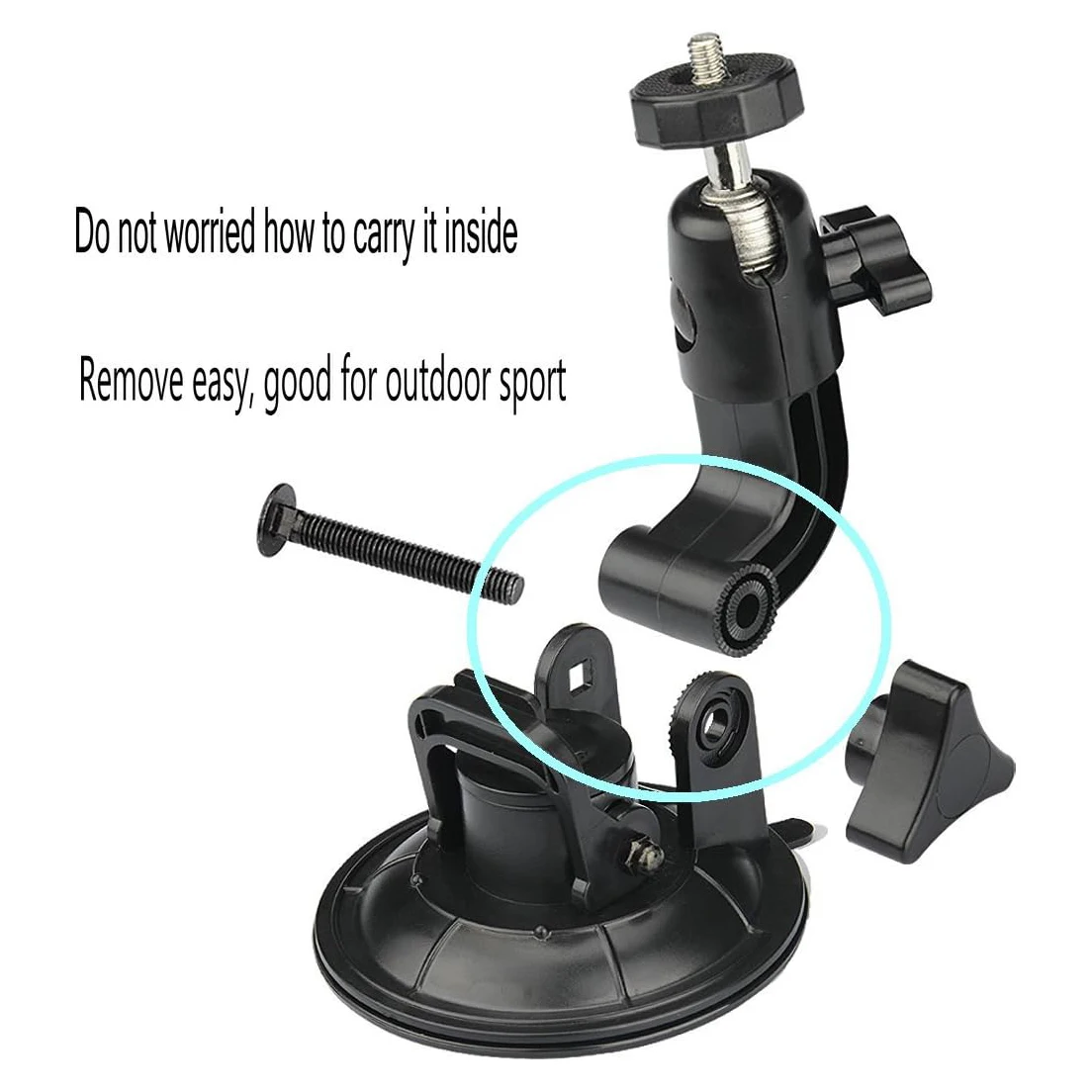 9CM Car Suction Cup Universal Phone Holder Adjustable 1/4 Adapter For GoPro 12 11 10 Insta360 Osmo Action 4 3 Smart phone Camera