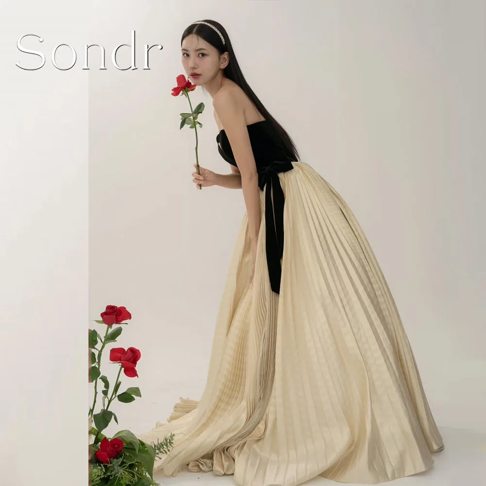 

Изысканное вечернее платье Sondr для женщин, без бретелек, черное и цвета шампань, в корейском и японском стиле, для фотосессий, коллекция 2026