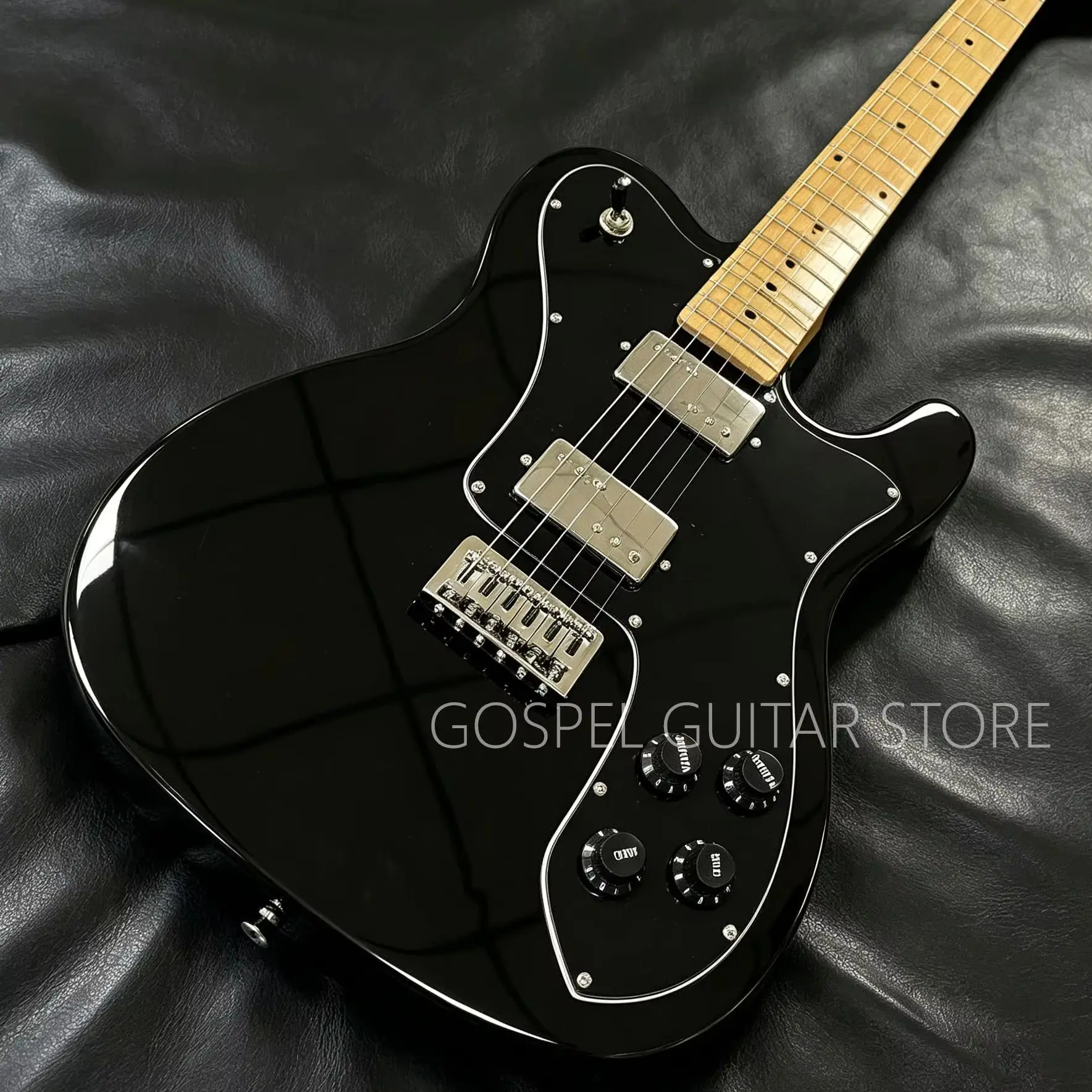 Electric Guitar Black Finish Maple Fretboard Walnut Body HH Pickups Free Shipping From US