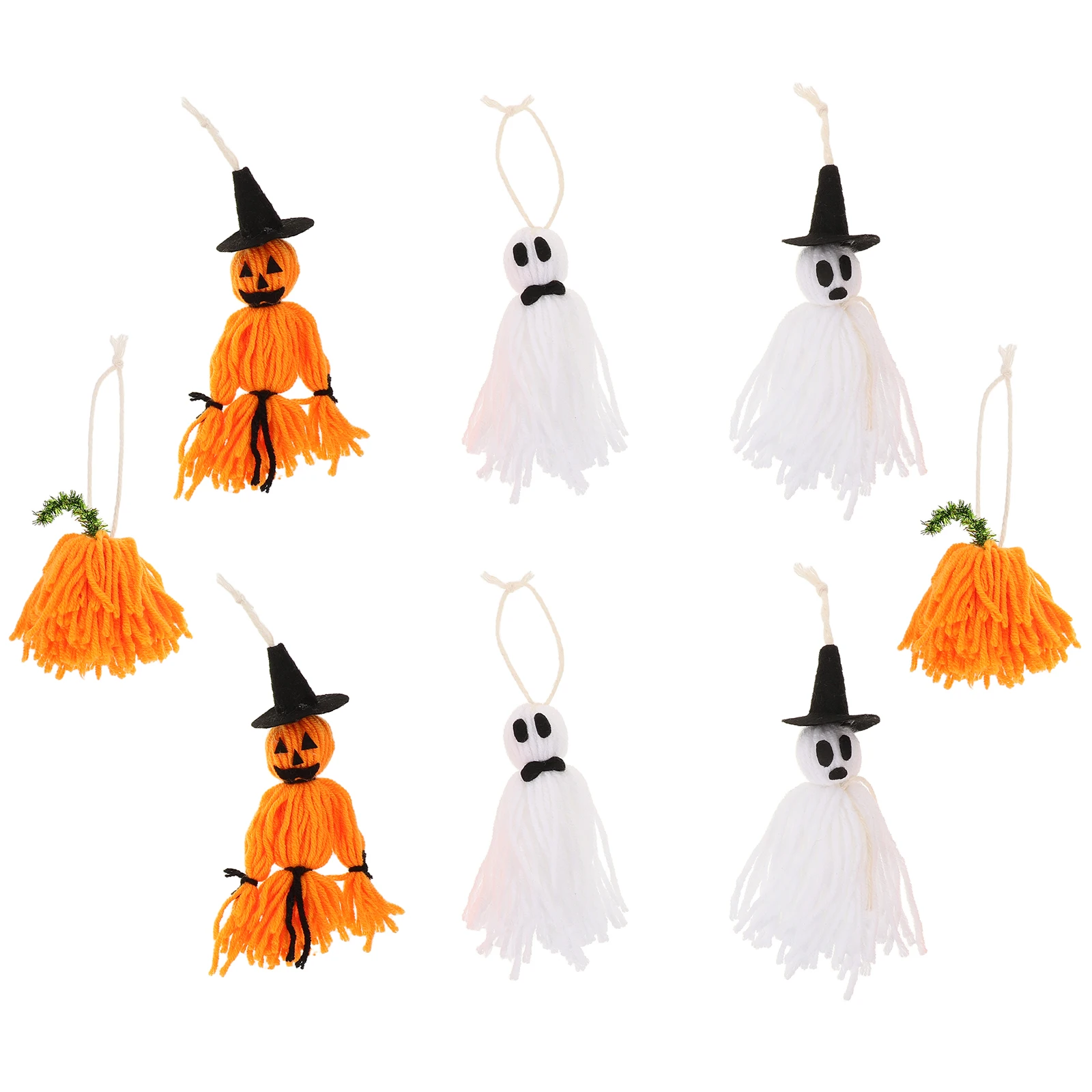 

8pcs Halloween Decoration Pendant Ghost Ornaments Cute Hanging Decorations for Party Soft Yarn Pumpkins Haunted