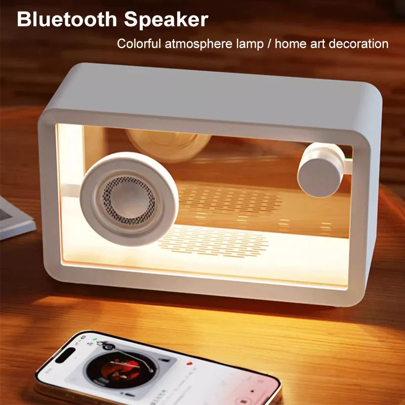 

Portable Wireless Bluetooth Speaker RGB Music Box Vintage Clear Organic Glass Bluetooth Soundbar 2000mah Rechargeable Battery