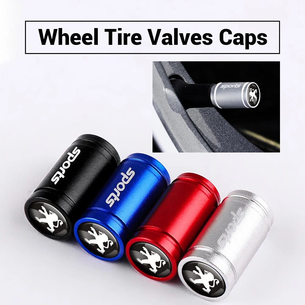 4PCS Frosted Car Wheel Tire Valve Caps Tyre Rim Stem Covers For PEUGEOT 107 206 2008 3008 5008 4008 207 208 301 307 308  607 406