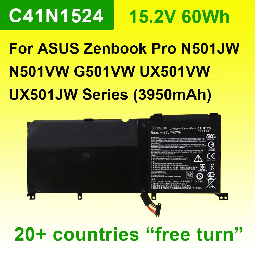 

Для ASUS Zenbook Pro N501JW N501VW UX501VW UX501GW G501GW C41N1524 аккумулятор для ноутбука 4ICP5/79/73 15,2 В 60 Втч 3950 мАч в наличии