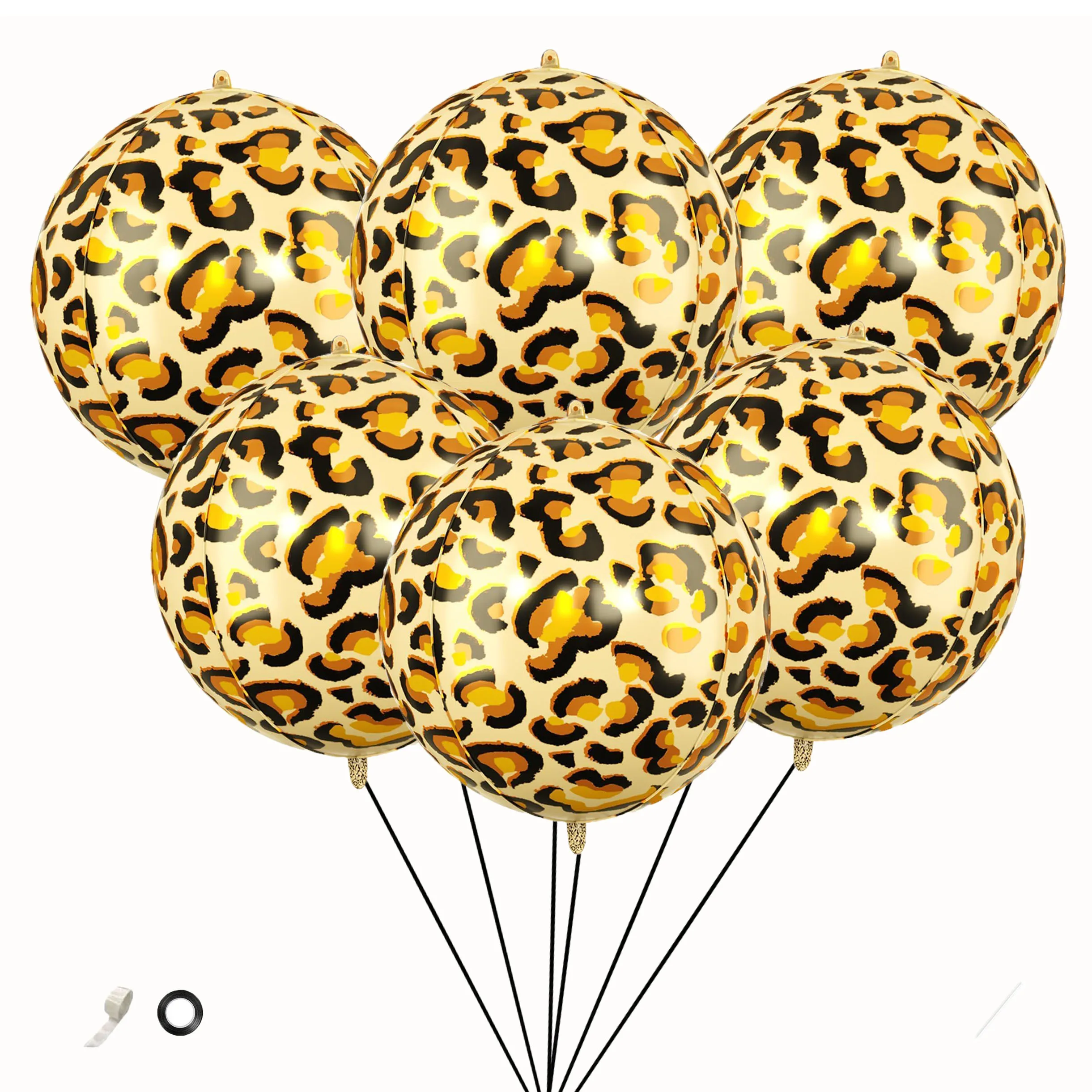 Ballons en aluminium imprimé léopard de 22 pouces, 6 pièces, animaux colorés, aventure dans la Jungle, décoration de fête d'anniversaire et de mariage