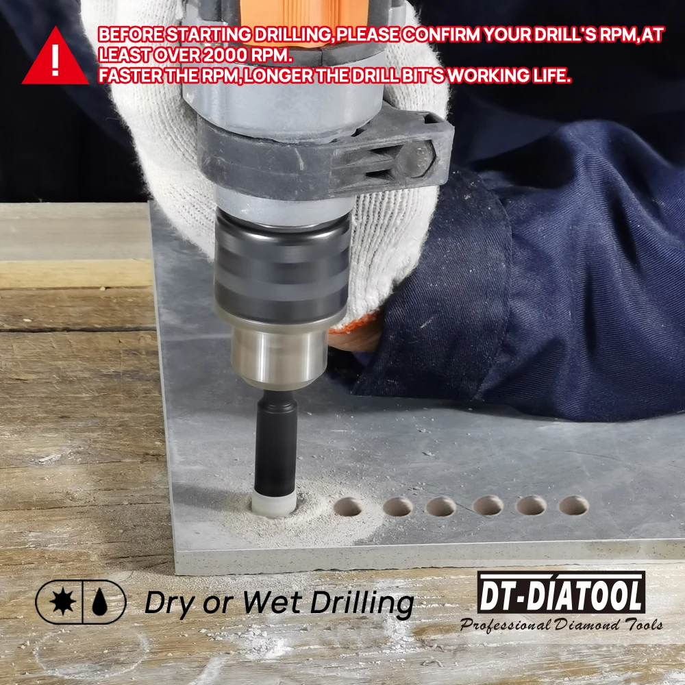 

DT-DIATOOL Dry Drill Bit with Quick Connect Handle 5-Pack Tile Marble Granite Hole Saw Drill Core Bit Positioning Drill Bit