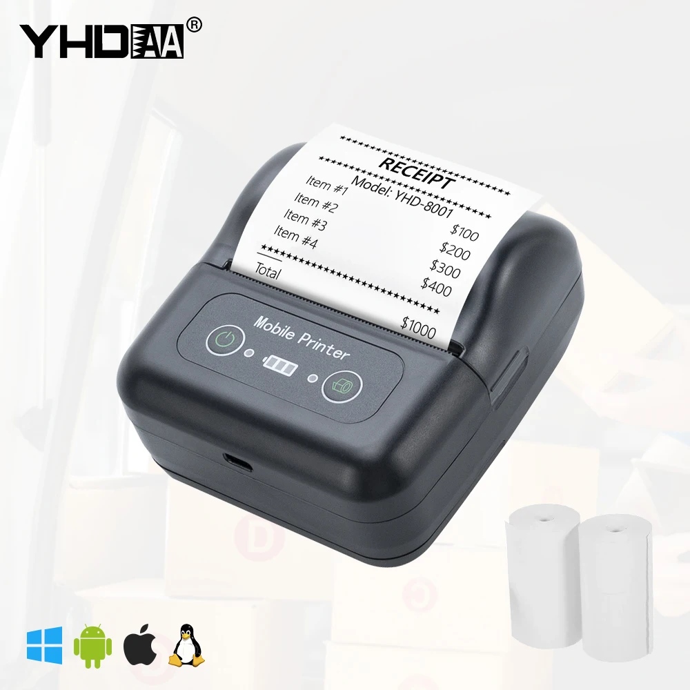 

YHD-8001 Portable Handheld Bluetooth Wireless Bill Ticket Printer 80mm Pos Inkless Direct Thermal Receipt Printer