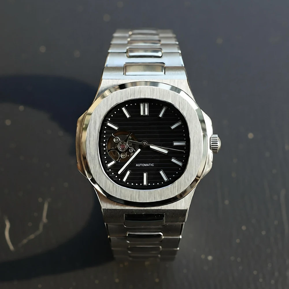 NH38 Man's Watch Customize logo Dial Hollowed out Dial Mechanical Watch Waterproof Watch Fit NH38 movement Watch