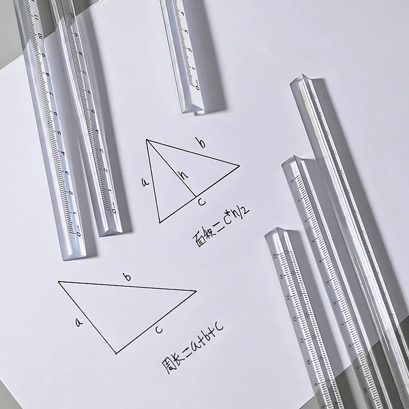 Simple and Transparent Three-edged Rule Student Drawing Measuring Ruler Examination Office Three-dimensional Scale 20cm