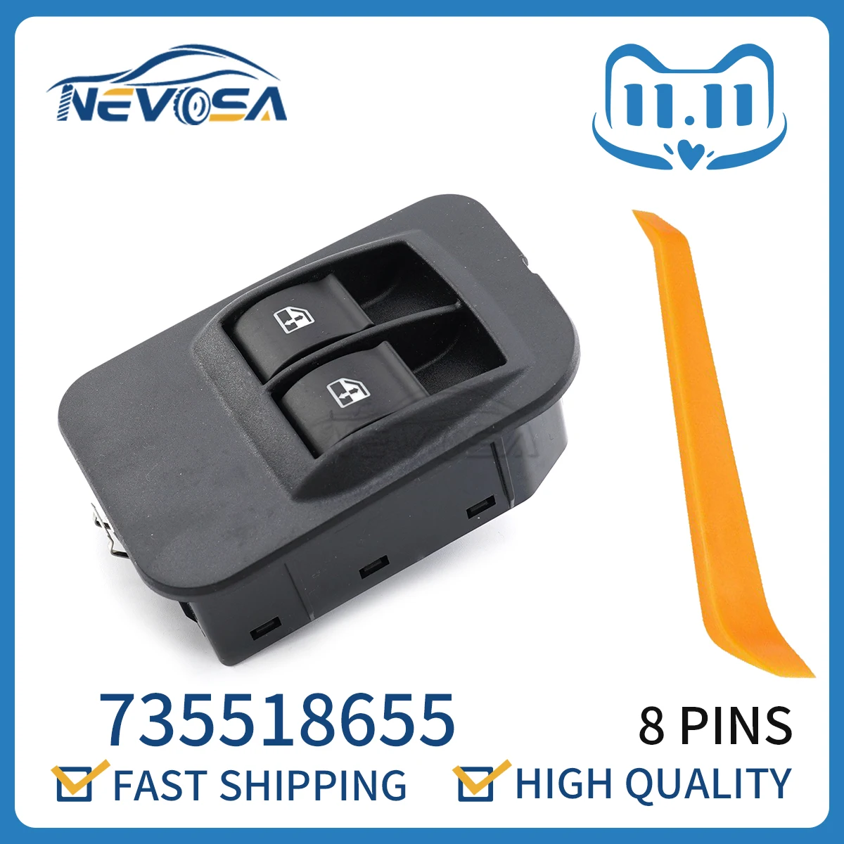 Nevosa 735518655 Car Electric Power Lifter Window Switch Push Button For Peugeot Bipper Tepee For Citroen Nemo Fiat Fiorino