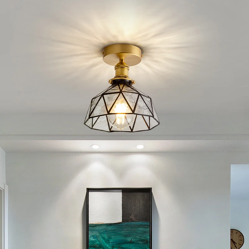 Modern Ceiling Lamp Tiffany Shade Kitchen Aisle Balcony Bedroom Home Art Decor Led Ceiling Lights Pendant Chandelier Living Room