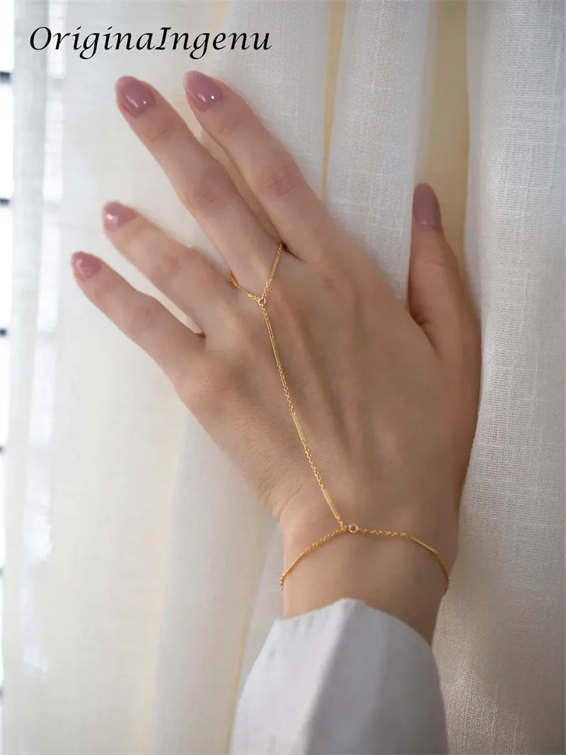 14k Gold Filled Hand Chain Bracelet Minimalist Hand Chain Bracelet Hypoallergenic Jewelry Tarnish Resistant Jewelry for Women