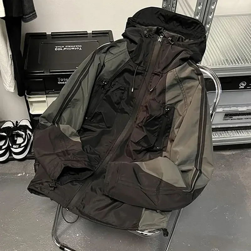 

Куртка Techwear женская, винтажная ветровка, Анорак, на молнии, с капюшоном, в стиле Харадзюку, большие размеры, в Корейском стиле