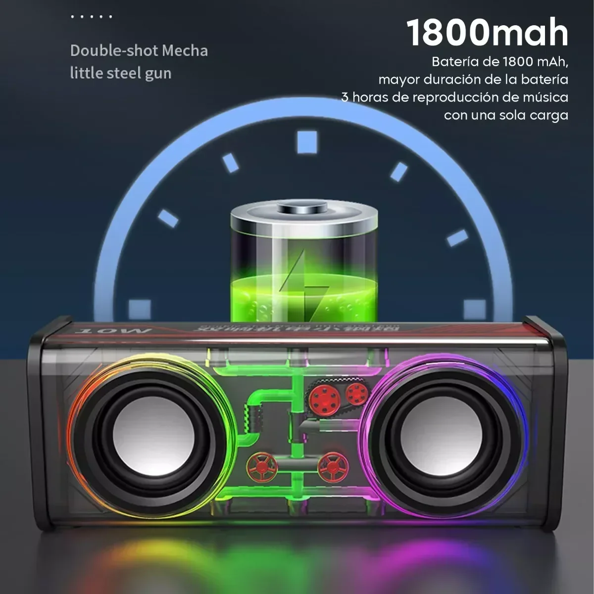 Punk Style Dual Speakers Transparent Mechanical Wireless Bluetooth 5.3 Speakers LED TWS Bass Diaphragm Sound Soundbar