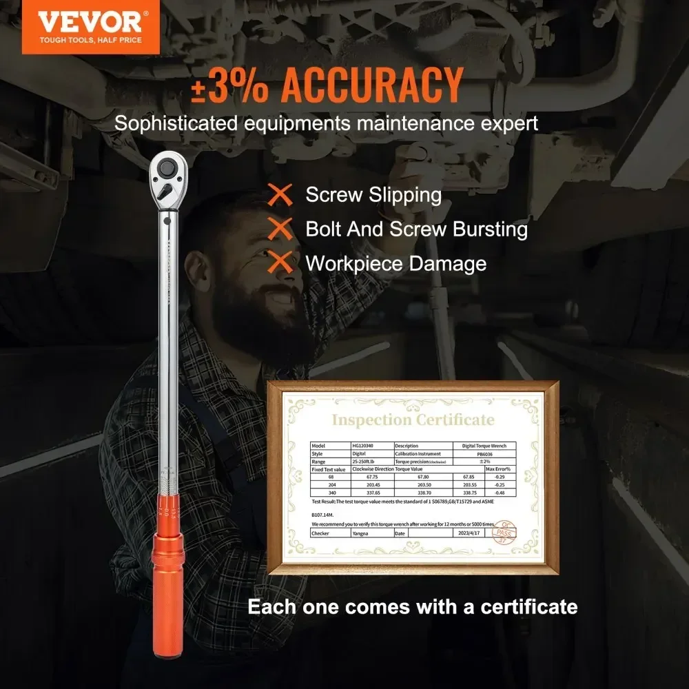 VEVOR Mechanical Torque Wrench Set Precision Pointer Hand Tools 1/2