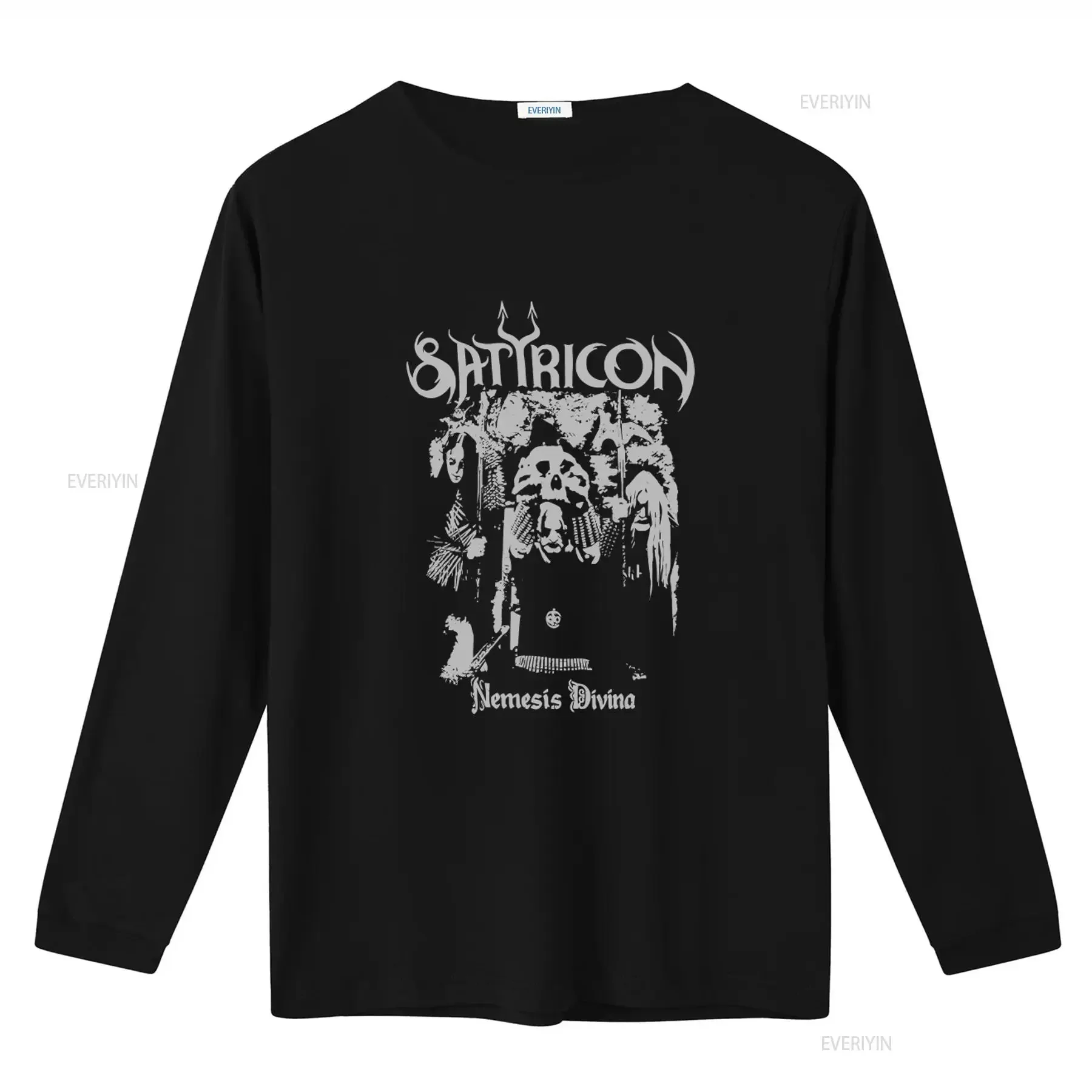 SATYRICON Nemesis Divina T Shirt Heavy Metal Band Merch for Fans vintage Washed Versatile graphic Stretched Casual streetwear