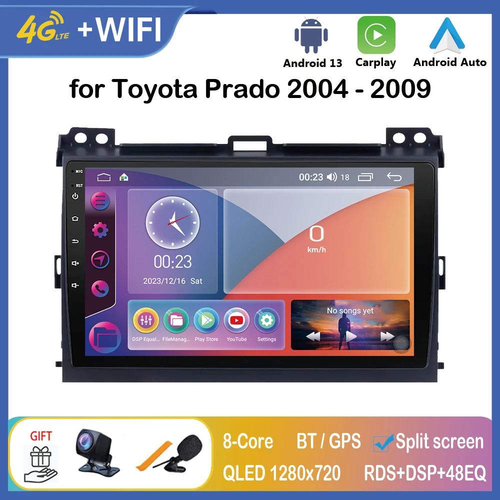 

Автомагнитола мультимедийный плеер для Toyota Prado 120 2004 - 2009, Тойота Прадо 120 Carplay Android Auto 2 Din магнитола для авто, навигация, автомобильные интеллектуальные системы