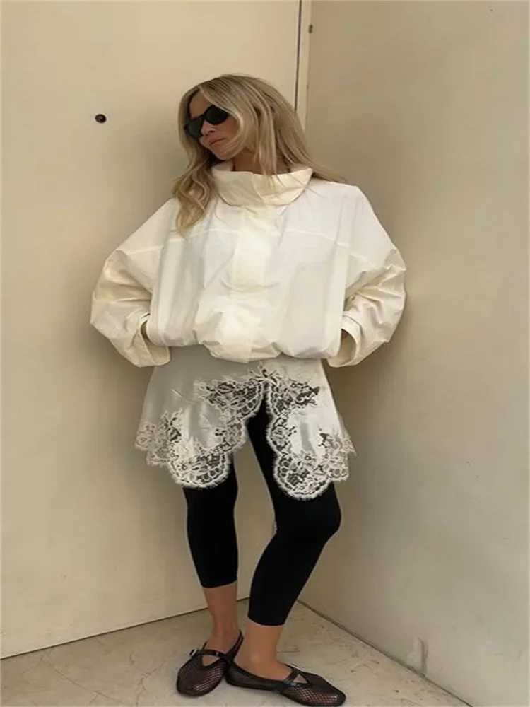 2025 Drawstring Women's Bomber Jacket Loose Stand Collar Full Sleeve Zipper Female Jackets 2025 Autumn New Lady Sportwears