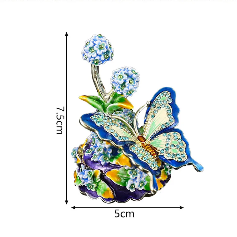 Creative Butterfly and Flower Trinket Box Enameled Decorative Keepsake Ring Box Necklace Earrings Organizer Home Decor