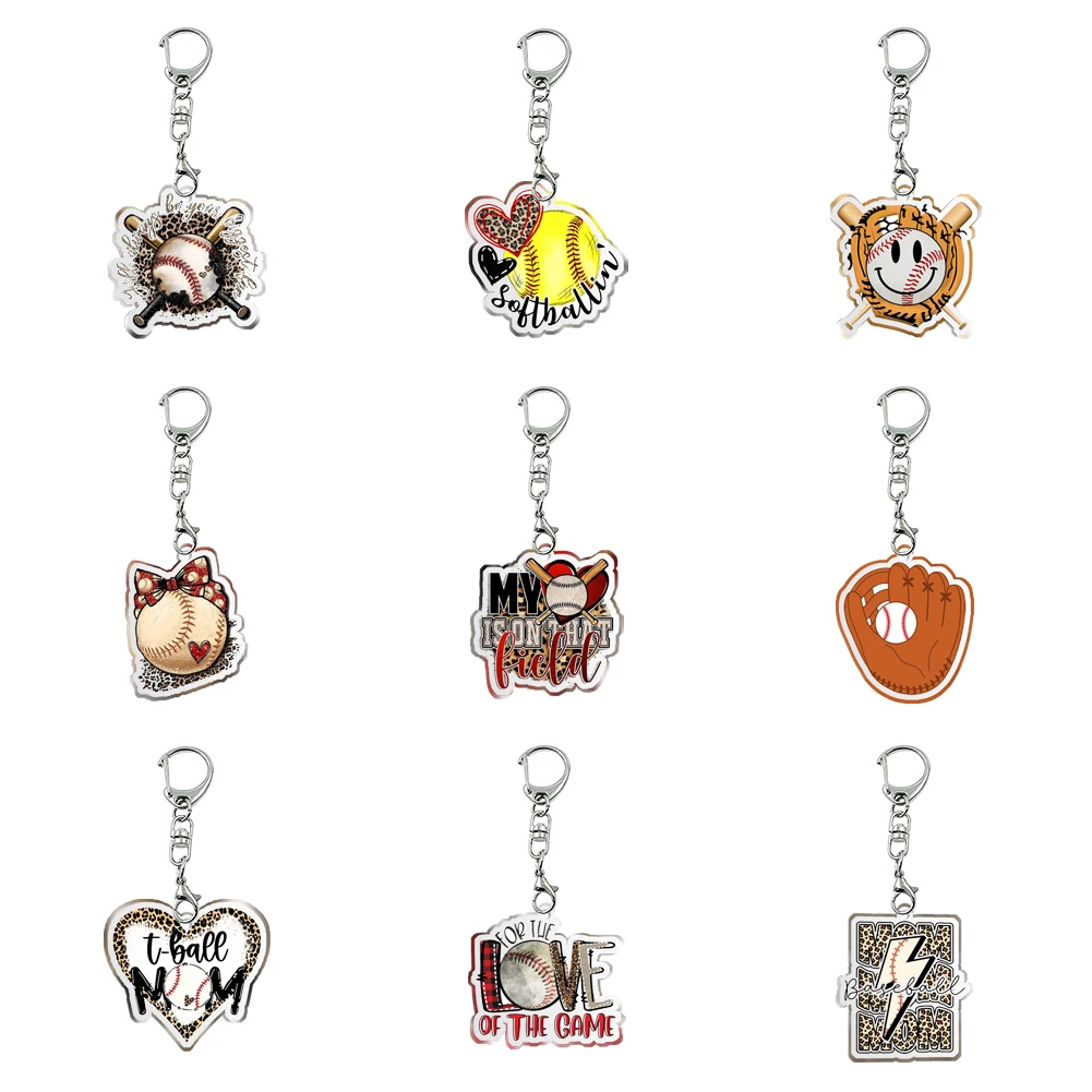 New Women Men Acrylic Baseball Keychain Transparent Acrylic Trinket For Friends Pendants