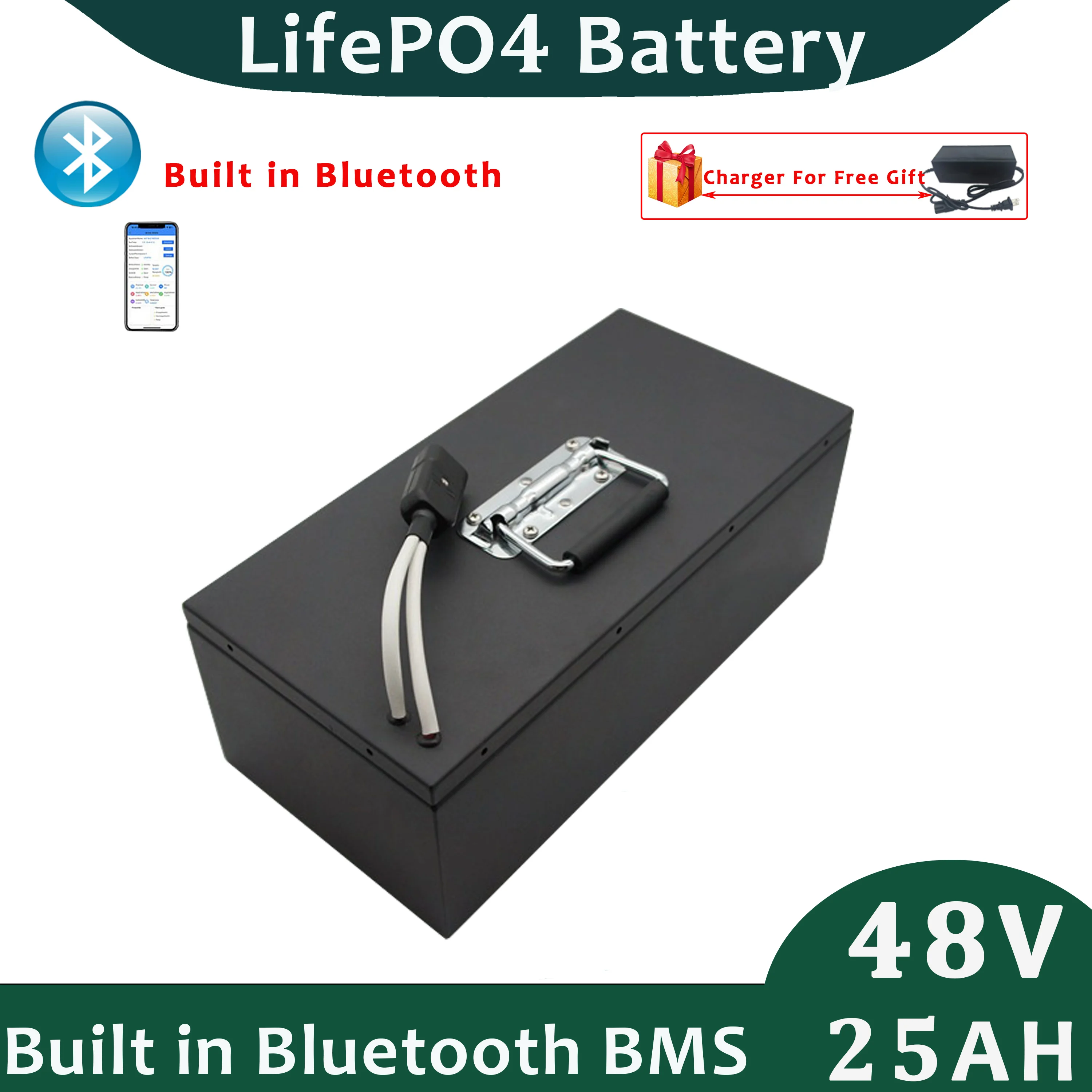 

48V 25Ah LifePO4 Battery Pack for 1400W 2400W Electrict Scooter