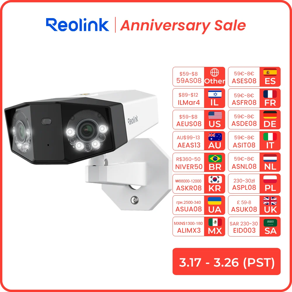 Reolink 4K UHD Dual-Lens Security Camera 16MP Duo Series PoE IP Camera 180° Panoramic View Home Video Surveillance Cameras