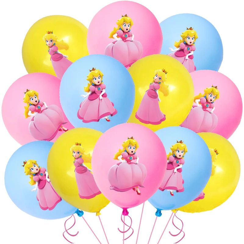 Marios Latex Balloons Kit Happy Birthday Party Decoration Gold Coin Peach Pink Princess Globlos Baby Shower Party Supplies Gift