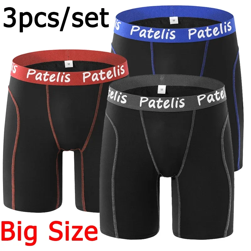 

3pcs/Set Boxershorts Mens Plus Size Underwear Boxers 5XL for 80-170kg Bóxeres Large Size Comfortable Cycling Shorts