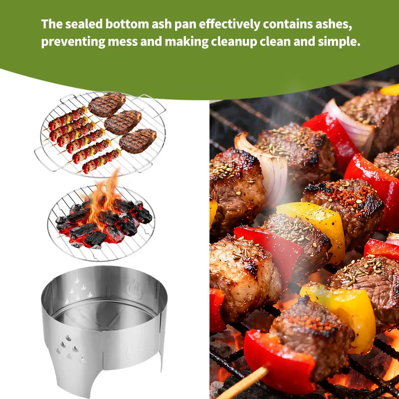 

Гриль для костра на кемпинге, портативная складная угольная печь, для приготовления пищи на открытом воздухе, костра, патио, заднего двора