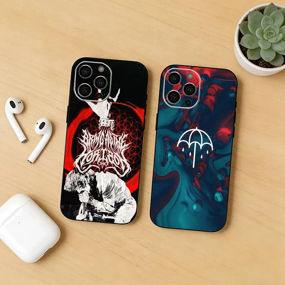 

BMTH B-Bring Me the H-Horizon Phone Case For iPhone17,16,15,14,13,12 Plus,Max Soft Silicone Black Cover
