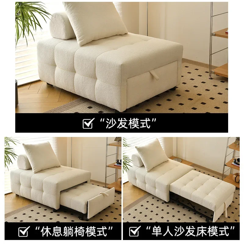 Puff sofa bed cream wind single tofu block module folding dual-purpose living room small apartment balcony retractable and
