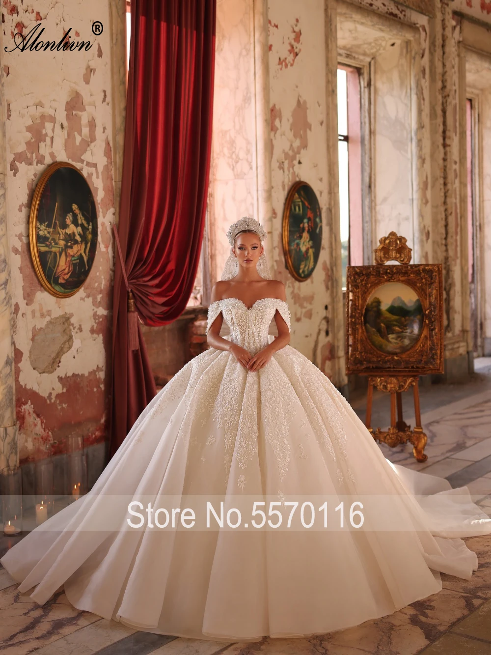 Alonlivn Custom Made Vintage Princess Bridal Gowns Beading Embroidery Appliques Sweetheart Ball Gown Puffy Wedding Dresses