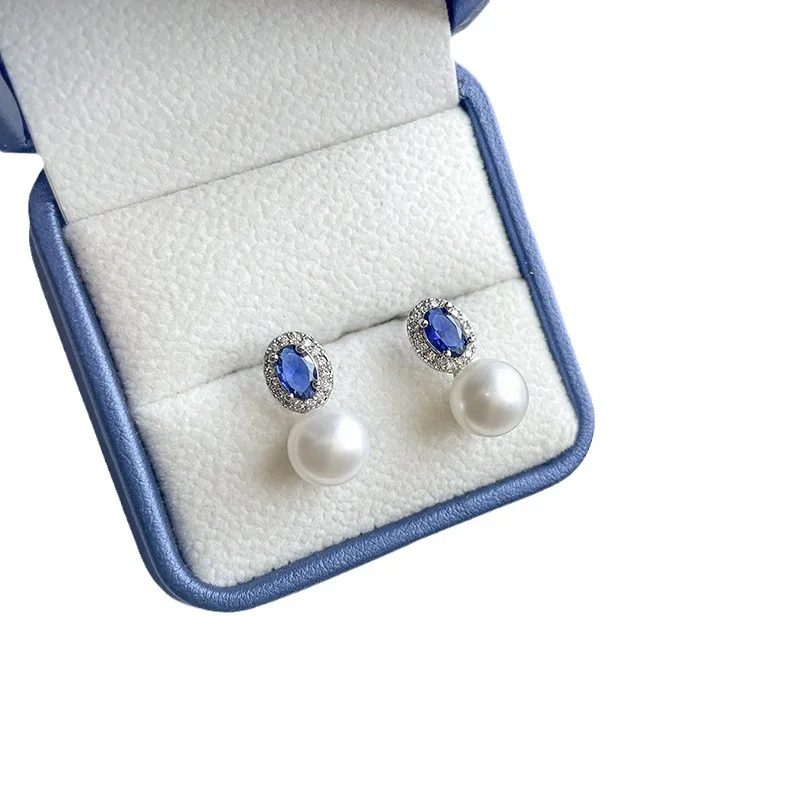 

Natural freshwater pearl earrings premium sense 14k gold inlaid zircon earrings women