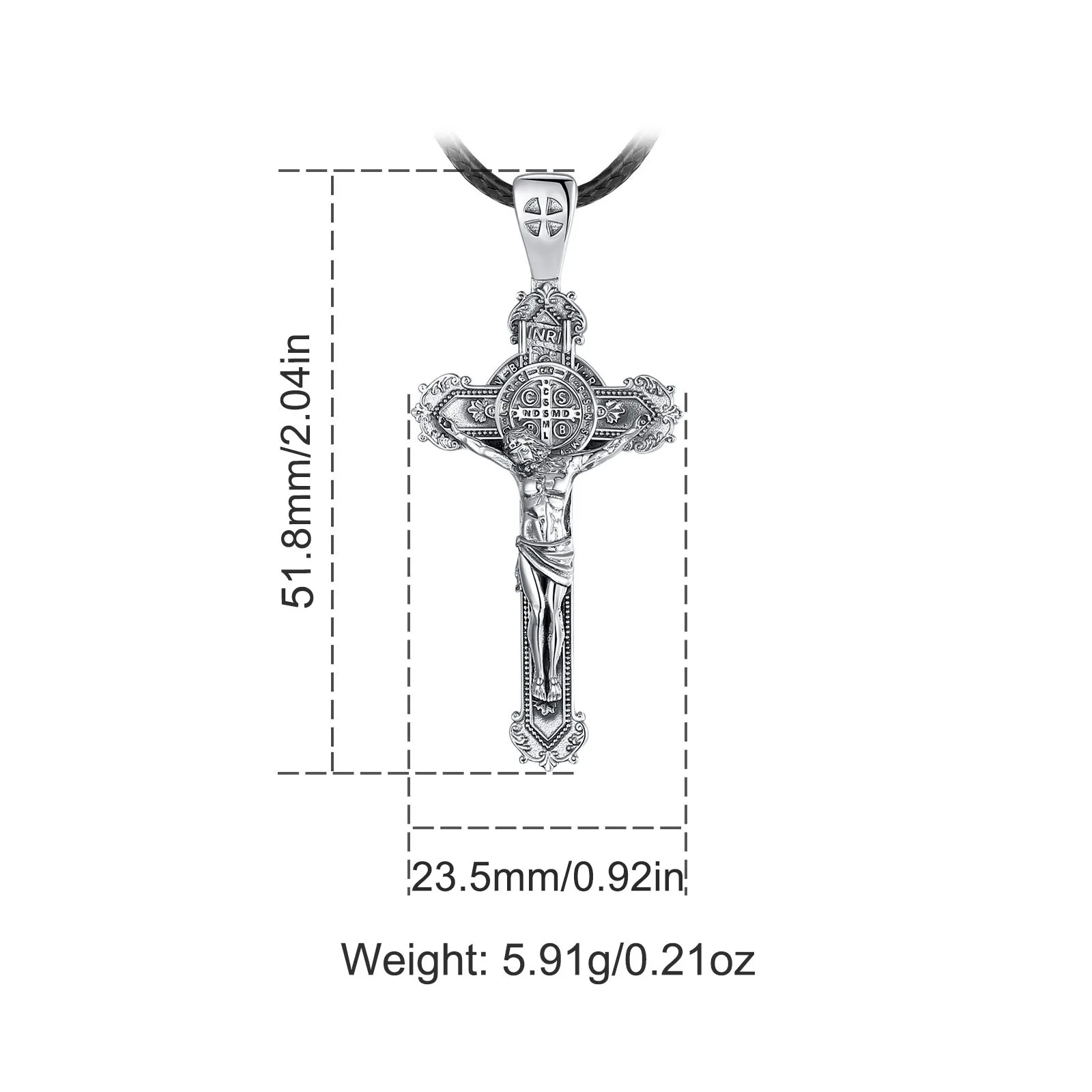 Eudora 925 Sterling Silver Crucifix Cross Necklace Jesus Religious Believer Pendant Men Women Vintage Jewelry Personality Gifts