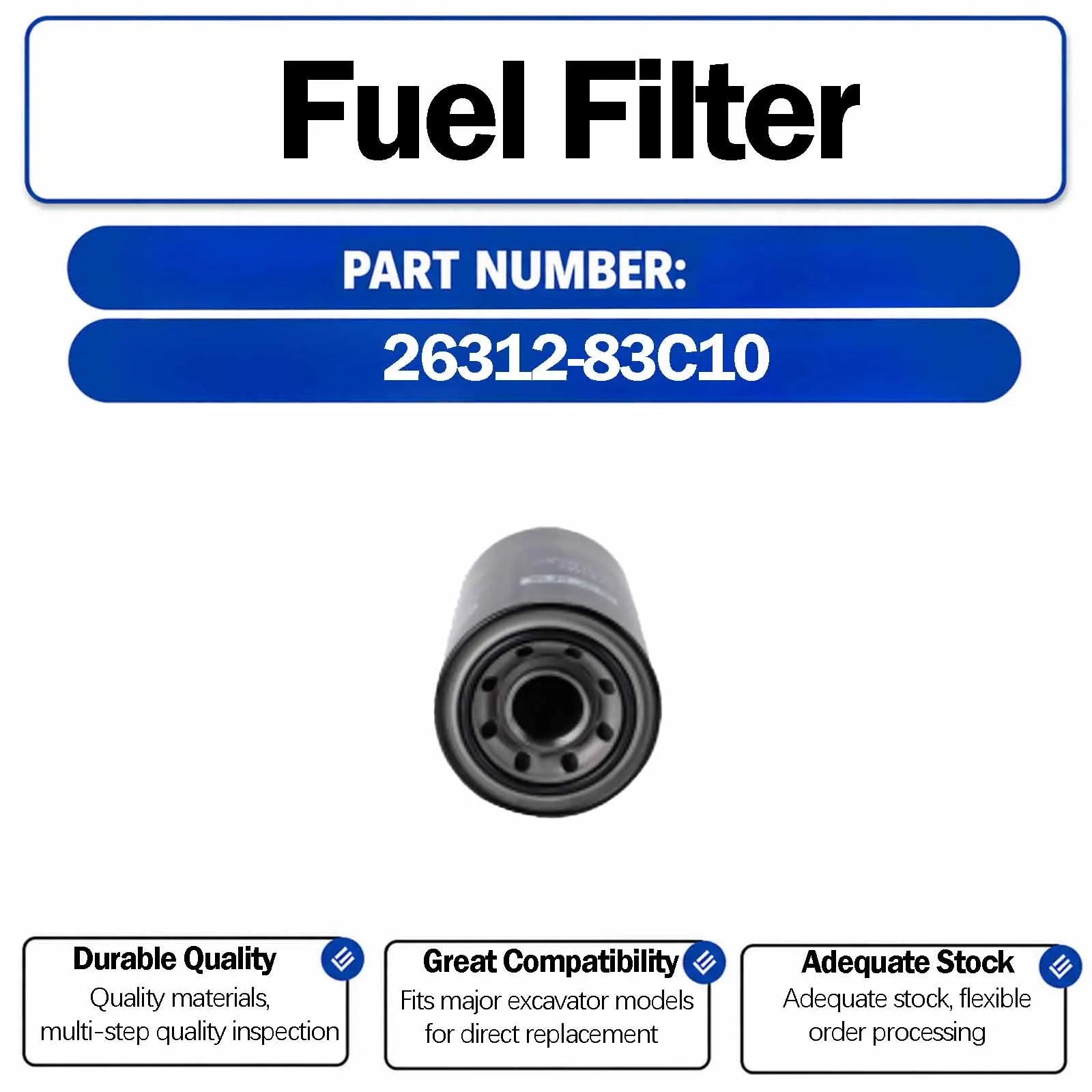 Oil Filter 26312-83C10 For Hyundai R335LC R375LC-H Crawler Excavators