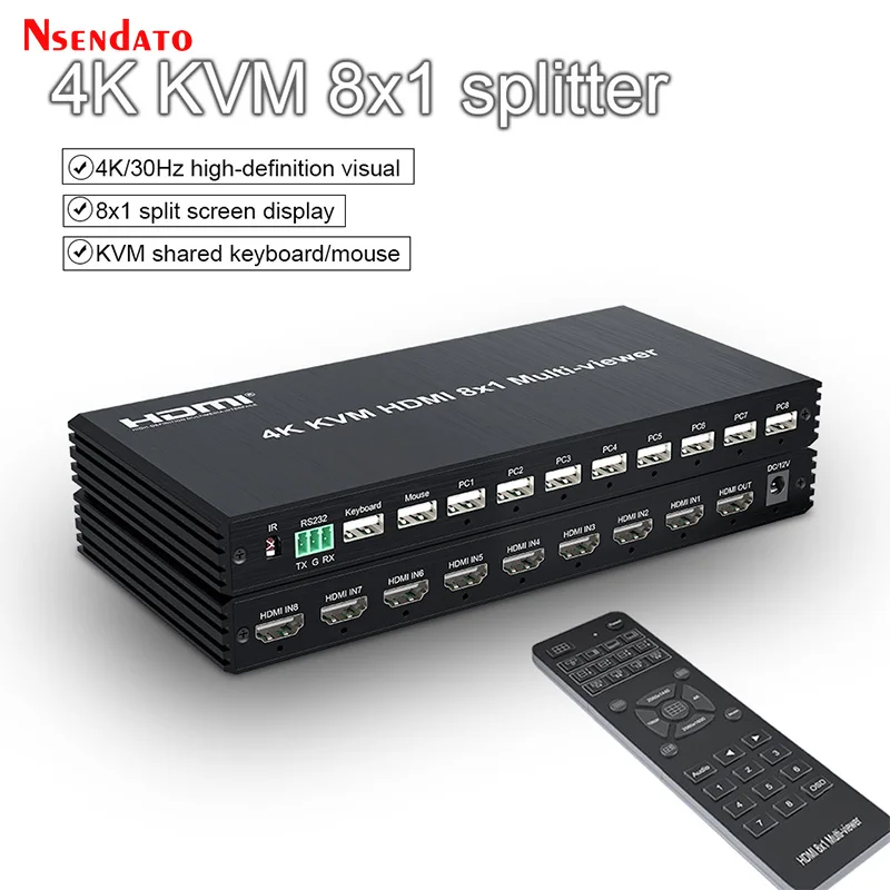 4K HDMI KVM Multi Viewer 8x1 HDMI Screen Seamless MultiViewer Switch Splitter 8 in 1 Out HDMI Screen Multi-viewer Divider For PC