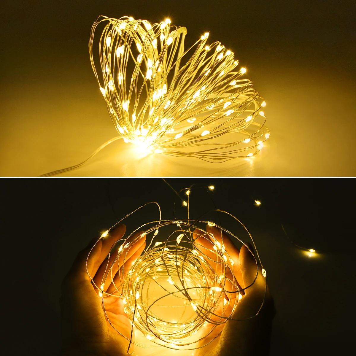 Guirnalda de luces LED superbrillantes con alambre de cobre, CA 220V a CC de 24V, fuente de alimentación de la UE, luz nocturna Led blanca cálida/RGB para decoración navideña