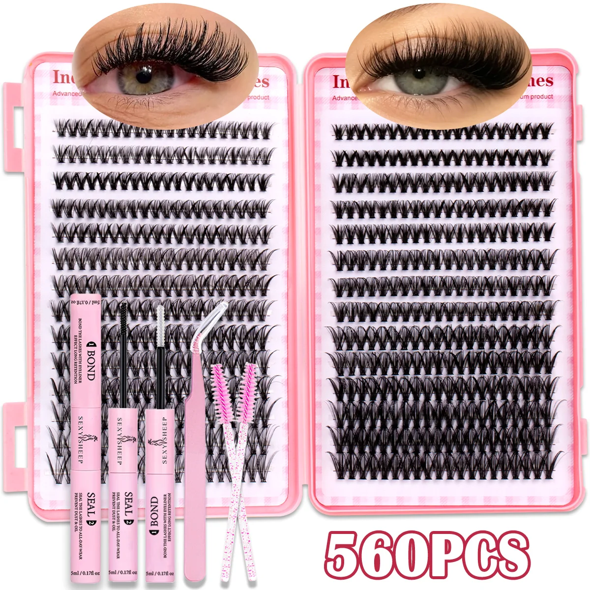 Wimpernbüschel Katzenaugen-Wimpernverlängerung Große Kapazität Natürlicher Look Einzelwimpern für DIY-Anwendung Clean Girl Wimpern Geschenk – Detail 9