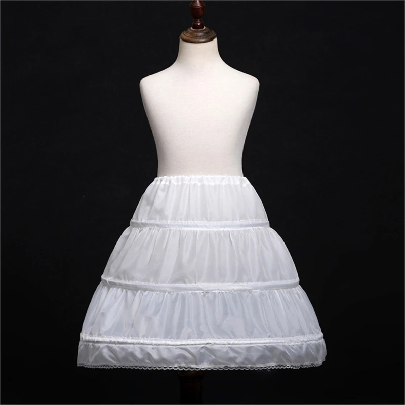 

3-Hoops Lace Trim Dress Girls Summer Skirt Lining Kid Petticoat Baby Toddlers Dropship