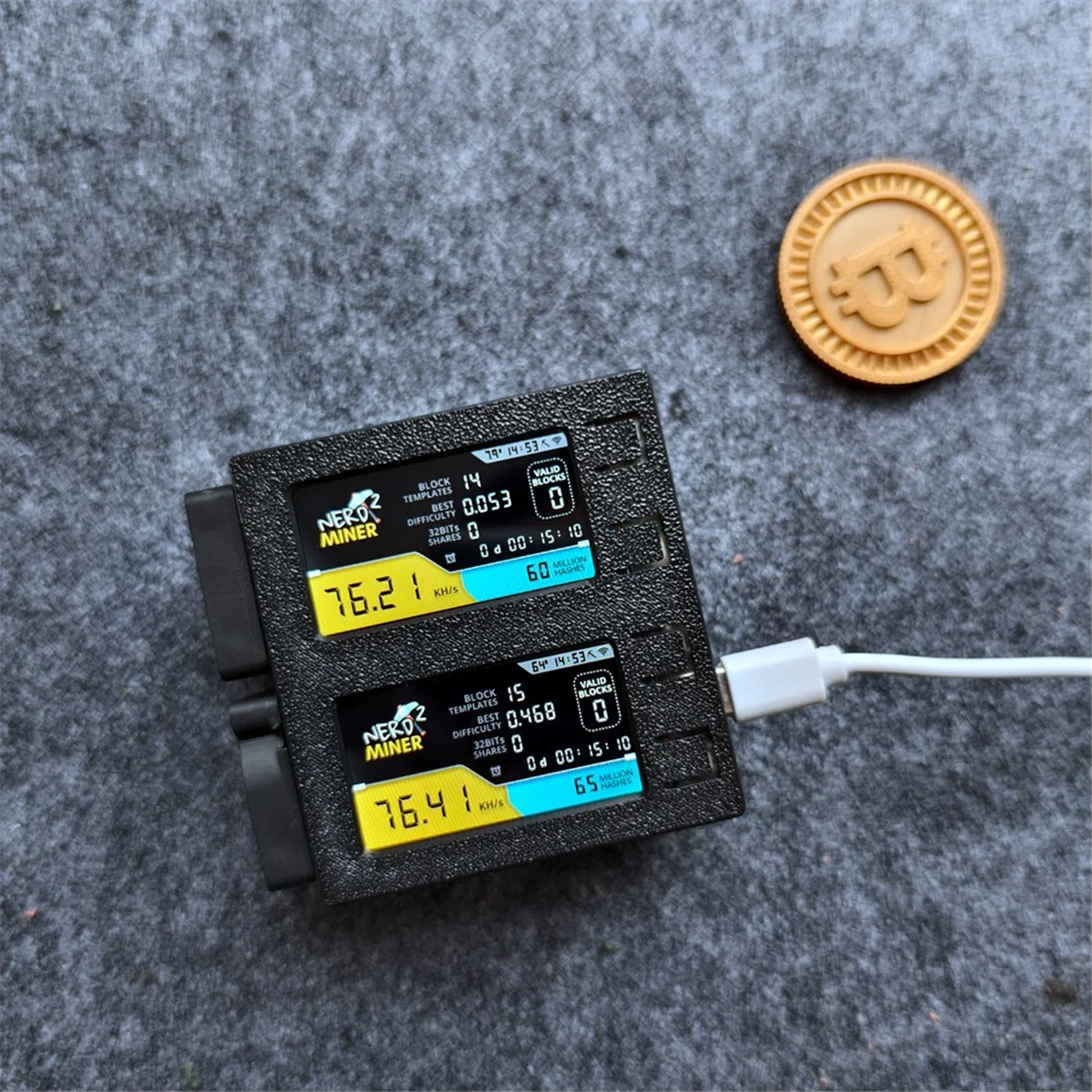 ABJG-для NerdMiner V2 DUO 156K/S двойной экран BTC Solo лотерейный майнер Bitcoin Nerd