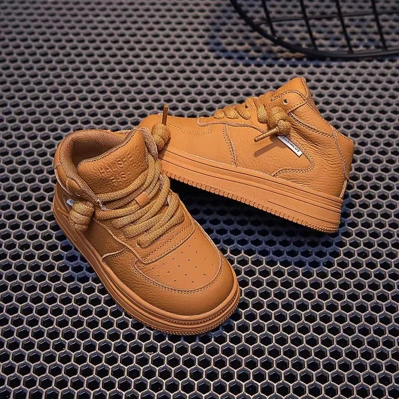 Kids Basketball Shoes Mid-top Soft Bottom Students Sports Shoes Breathable Comfortable 2025 Autumn New Children Running Shoes