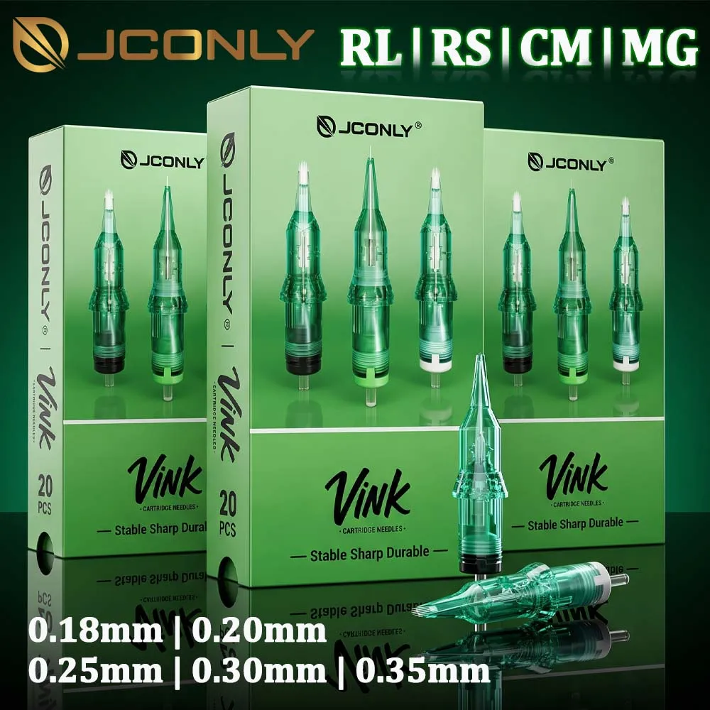 20pcs JCONLY VINK Tattoo Cartridges RL/RS/CM/MG Tattoo Needle Eyebrow Eyeline Lip Makeup Tattoo Machine Cartridge Needle Supply