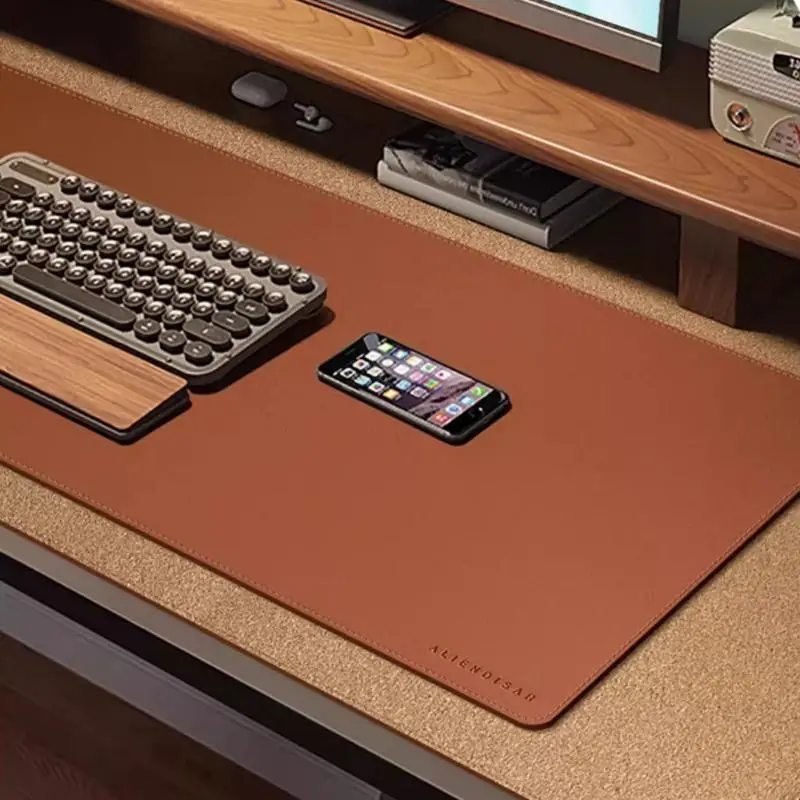 

Большой кожаный коврик для мыши в минималистском стиле для офиса, настольного ноутбука, клавиатуры, настраиваемый высококачественный коврик для делового письменного стола