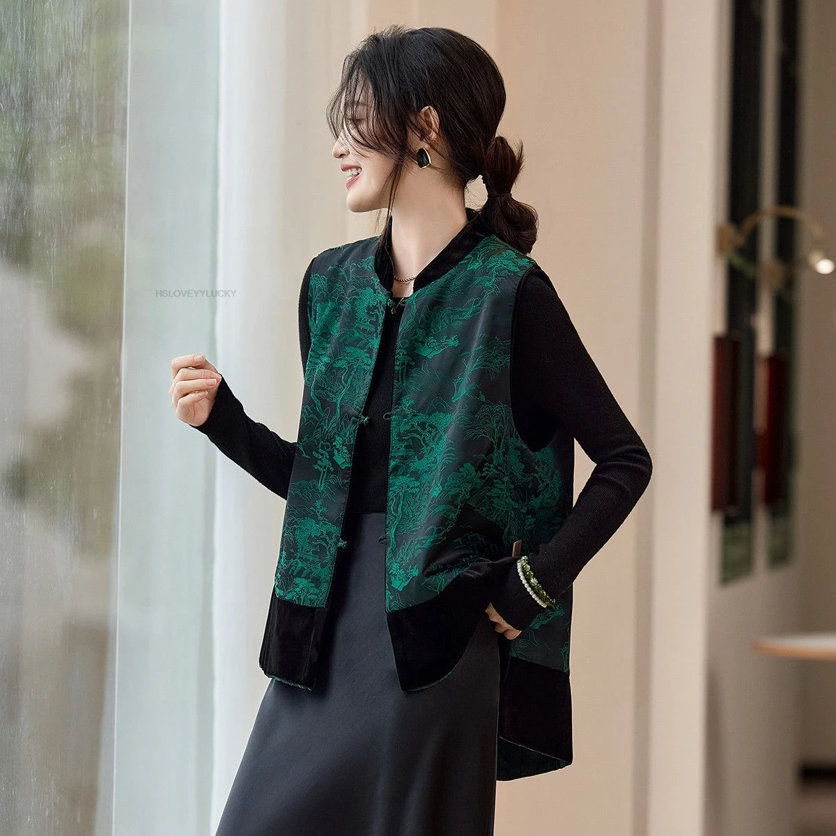 

Двусторонний кардиган в стиле ретро для женщин, топ без рукавов, весенне-осенний модный универсальный свободный жилет для верхней одежды