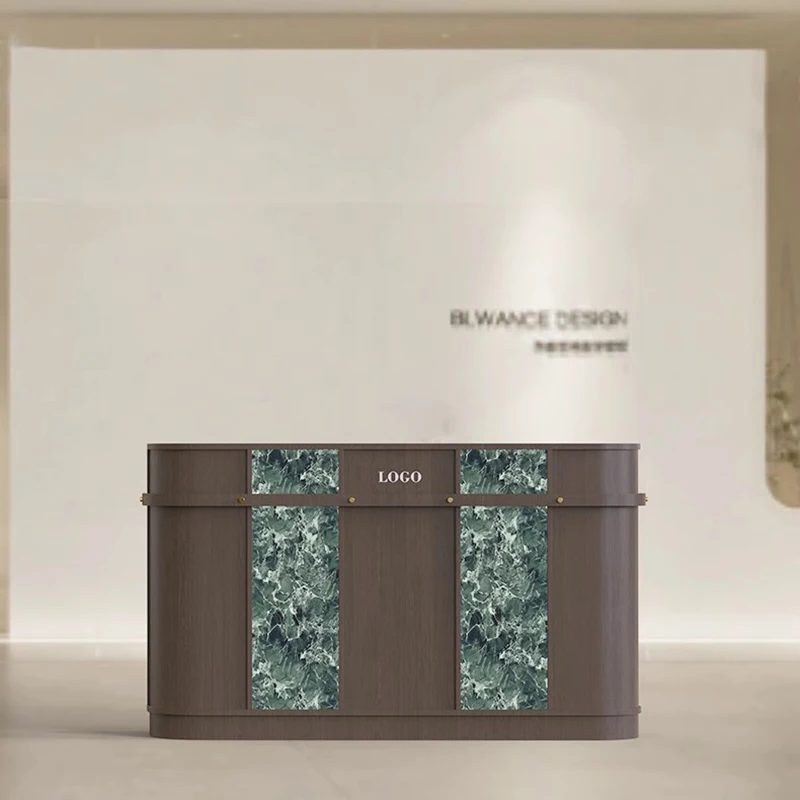 Elegant Salon Reception Desks Welcome Front Desk Commericial Reception Desks Counter Light Luxury Schreibtisch Office Furniture