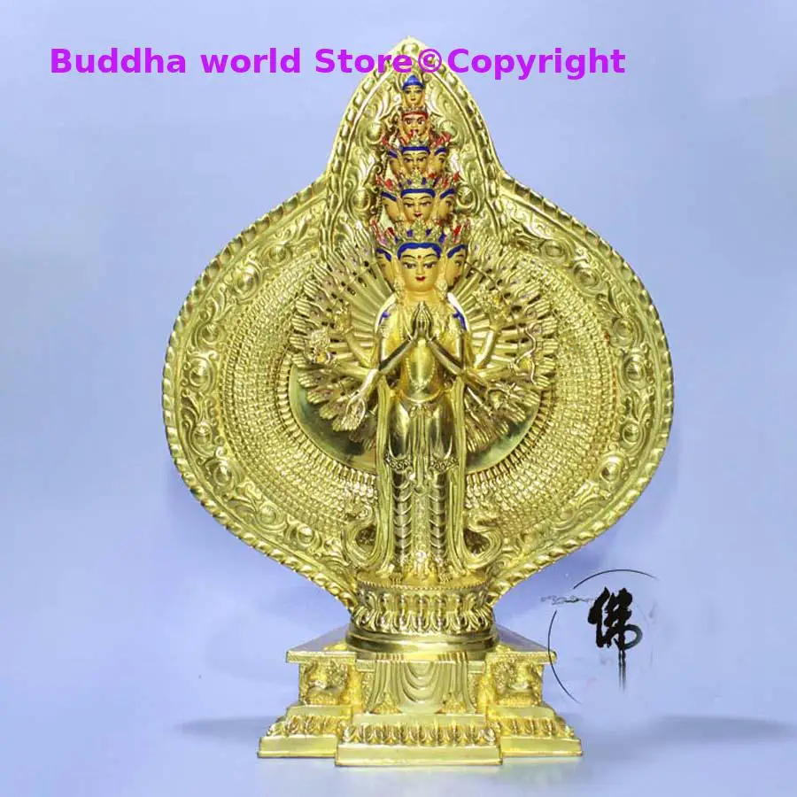 2025 High grade HOME family efficacious Protection Tibet Nepal Buddhism Gilding Thousands Hands Guanyin Buddha copper statue