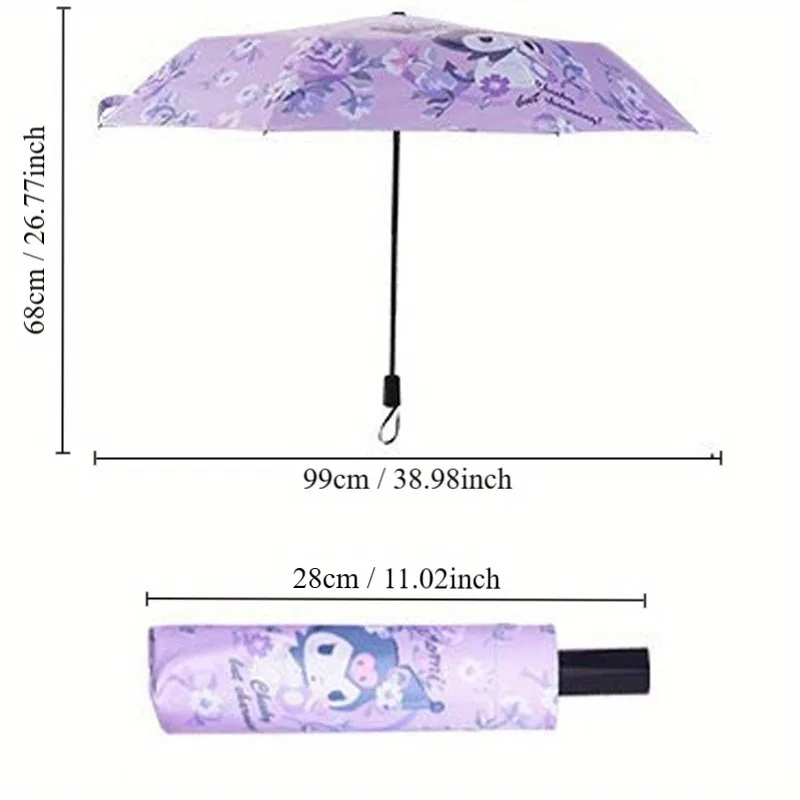 Kuromi Cinnamoroll Pattern Automatic Folding Umbrella With UV Protection, Casual Portable Lightweight Umbrella For Men & Women